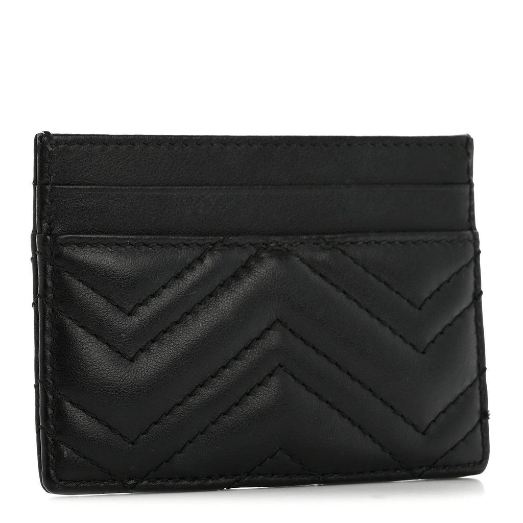 Gucci Calfskin Matelasse GG Marmont Card Holder Black