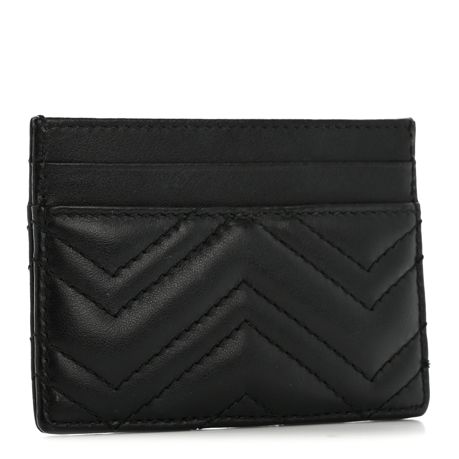 Gucci Calfskin Matelasse GG Marmont Card Holder Black