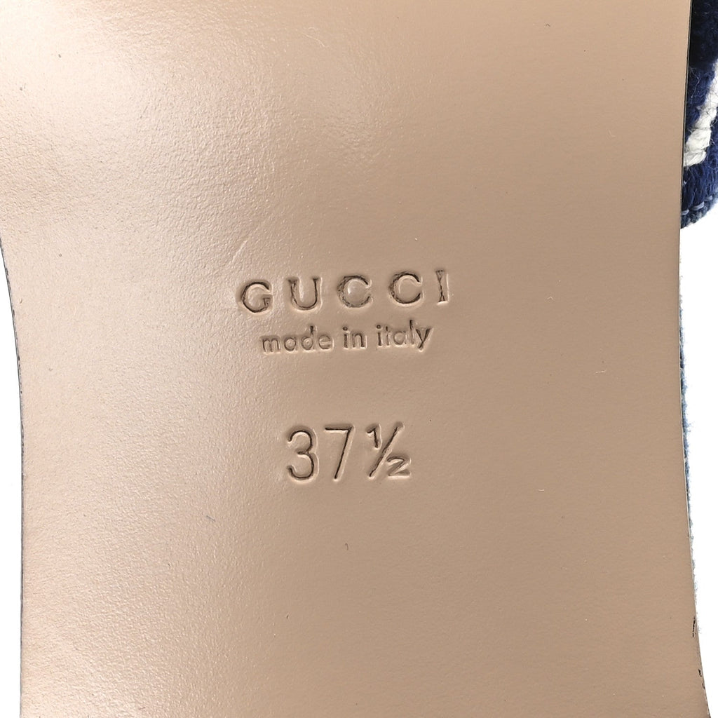 Gucci Plain Spain Denim Logo Slide Sandals 37.5 Light Blue