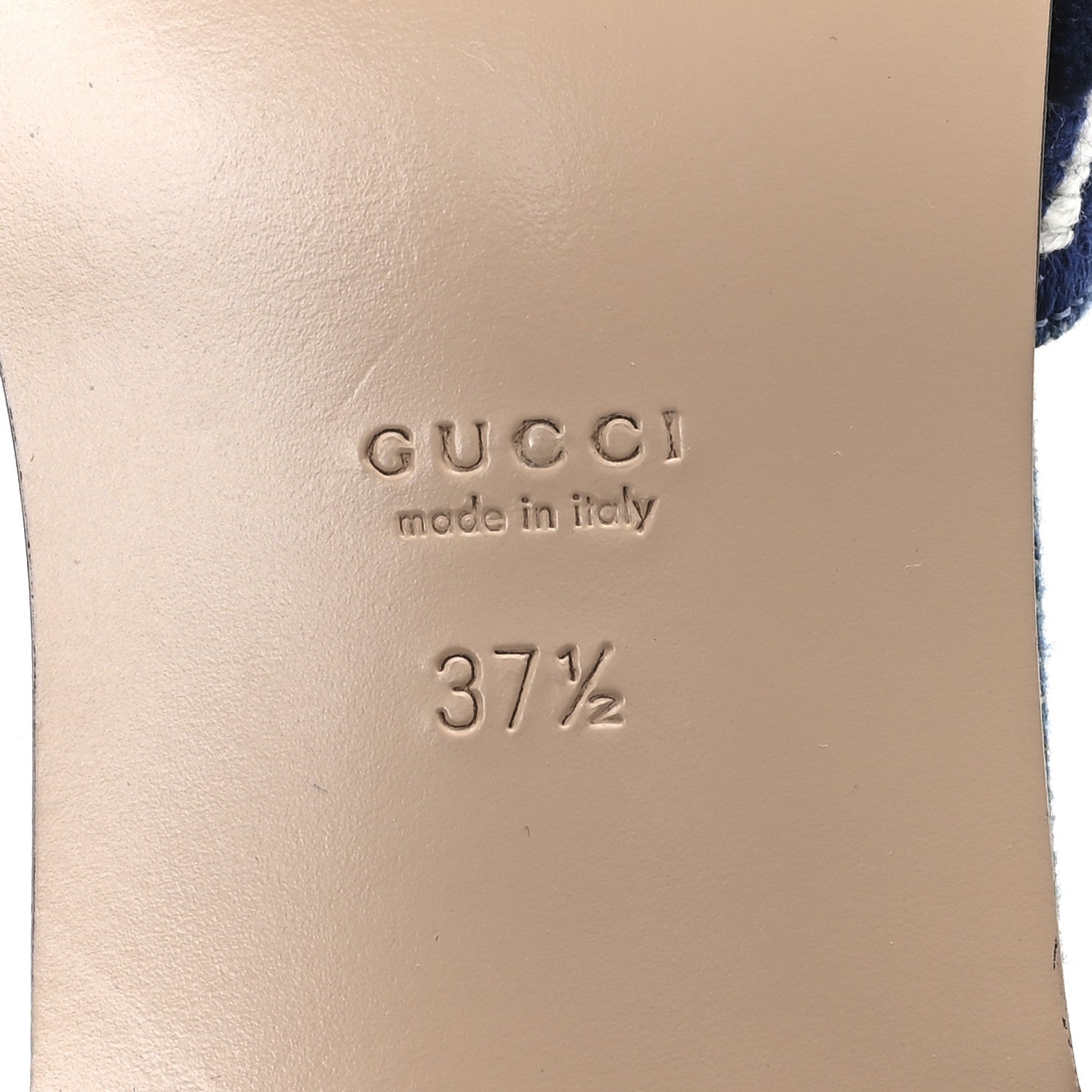 Gucci Plain Spain Denim Logo Slide Sandals 37.5 Light Blue