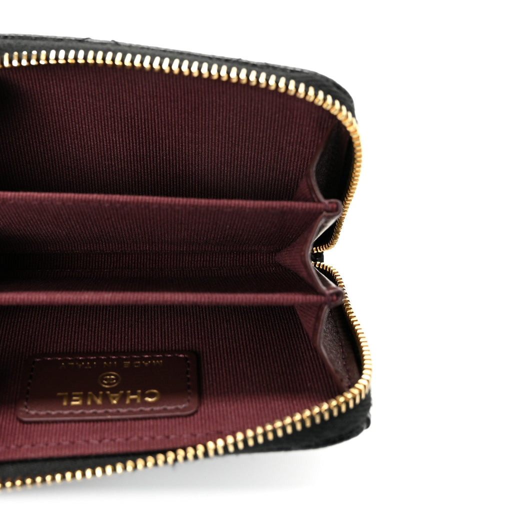 Caviar Quilted Zip Coin Purse Black