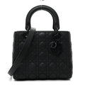 Christian Dior Ultra Matte Calfskin Cannage Medium Lady Dior Black