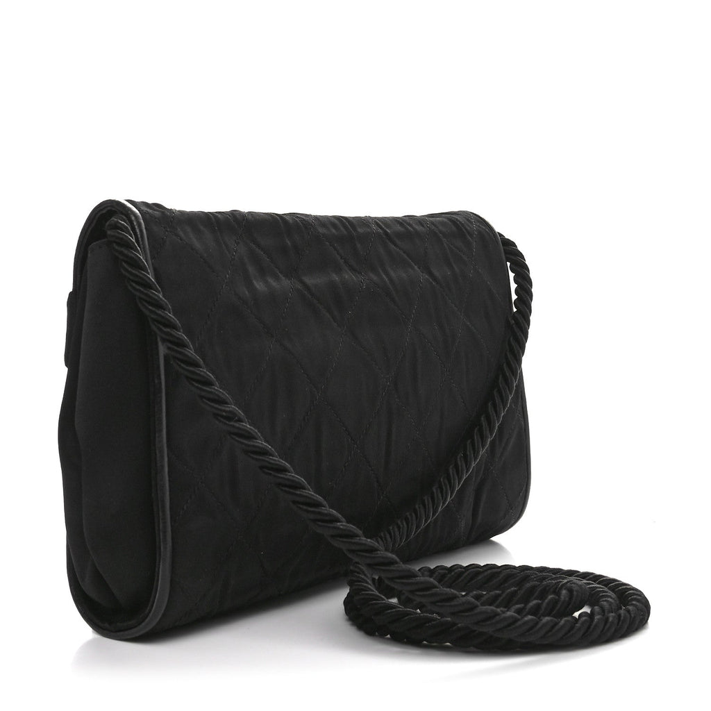 Chanel Fabric Quilted Crystal Envelope Small Flap Black
