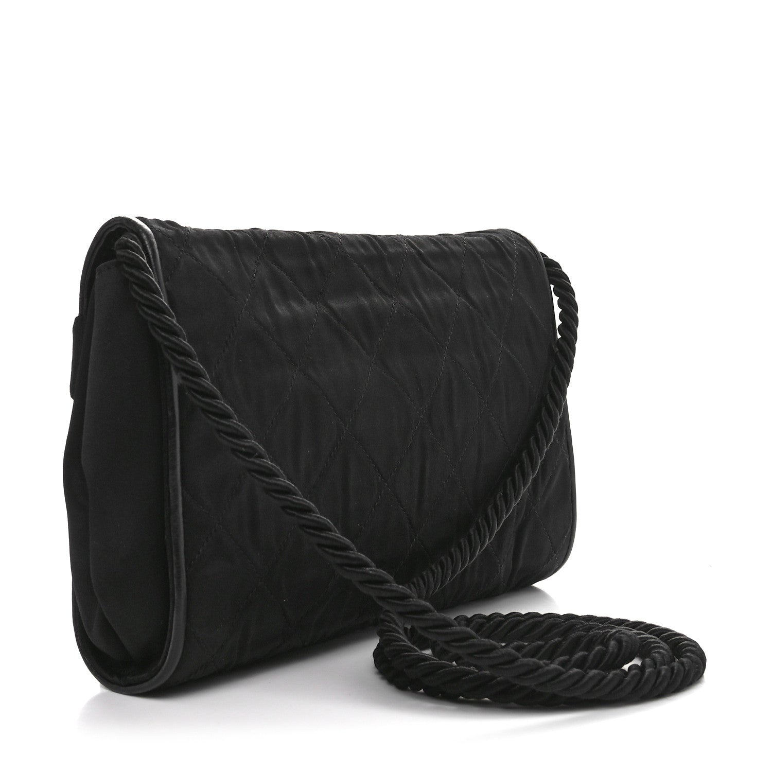 Chanel Fabric Quilted Crystal Envelope Small Flap Black