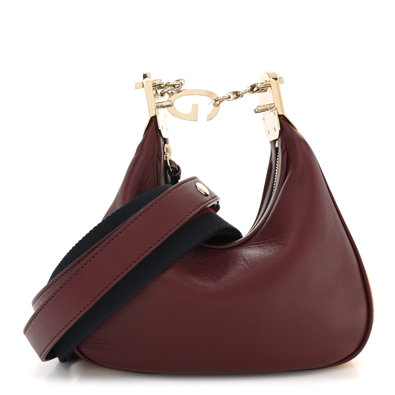 Gucci Aria Calfskin Web Small Attache Shoulder Bag Rosso Ancora