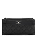 Caviar Quilted Mademoiselle Vintage Zip Pouch Black