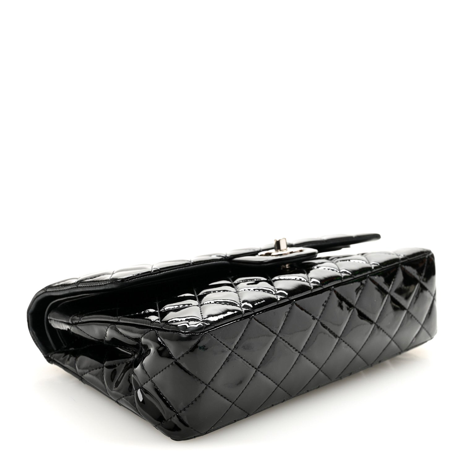 Chanel Patent Quilted Medium Double Flap Black