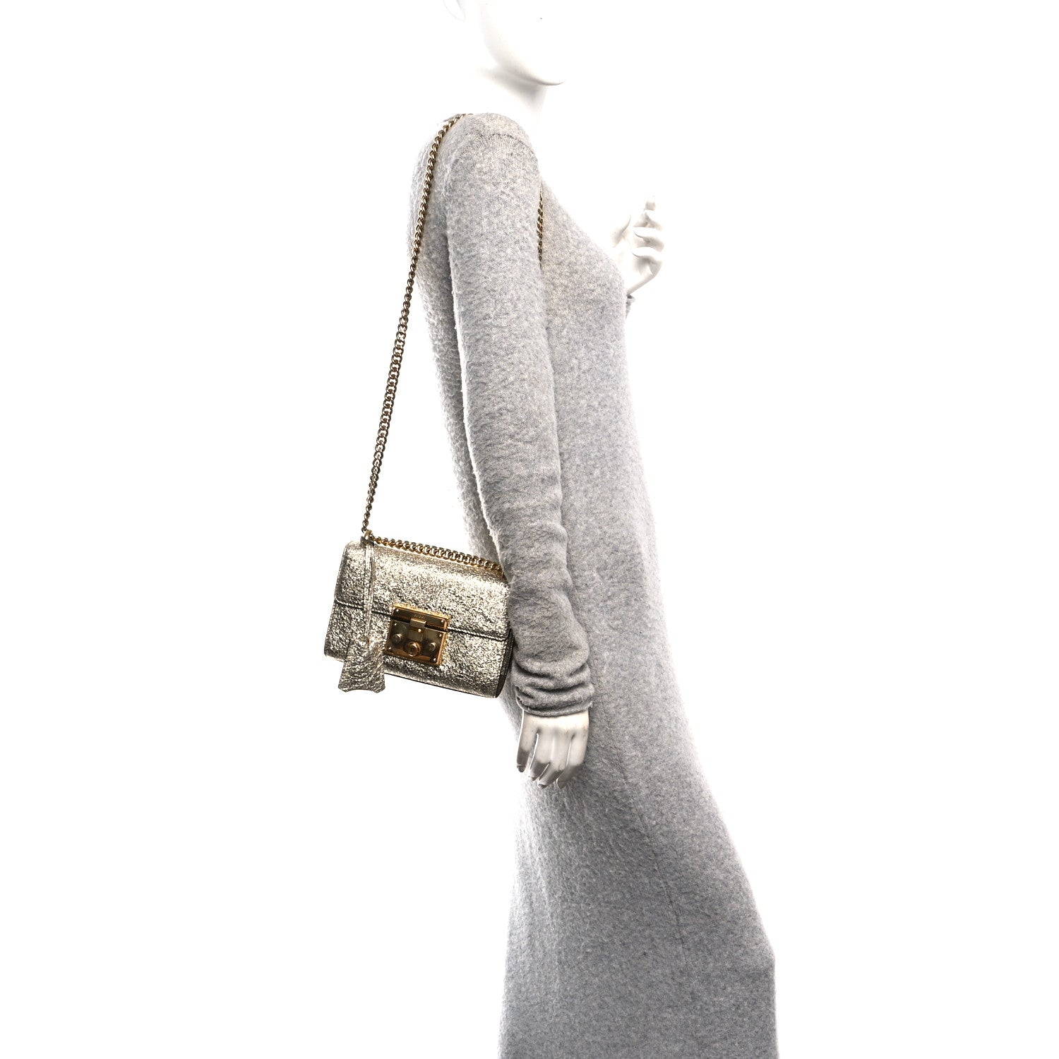 Gucci Galassia Small Padlock Shoulder Bag Platino