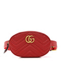 Gucci Calfskin Matelasse GG Marmont Belt Bag 85 34 Hibiscus Red