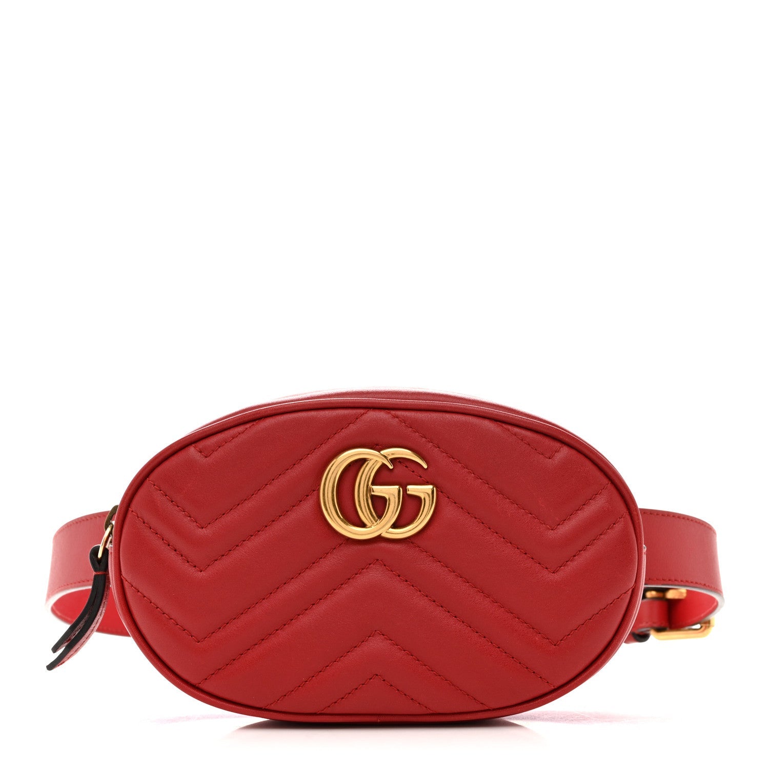 Gucci Calfskin Matelasse GG Marmont Belt Bag 85 34 Hibiscus Red