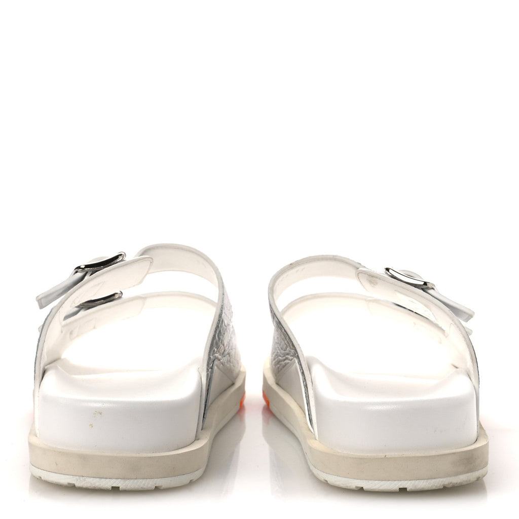 Louis Vuitton Metallic Mix Materials Mens LV Script Trainer Mules 11 Silver Multicolor