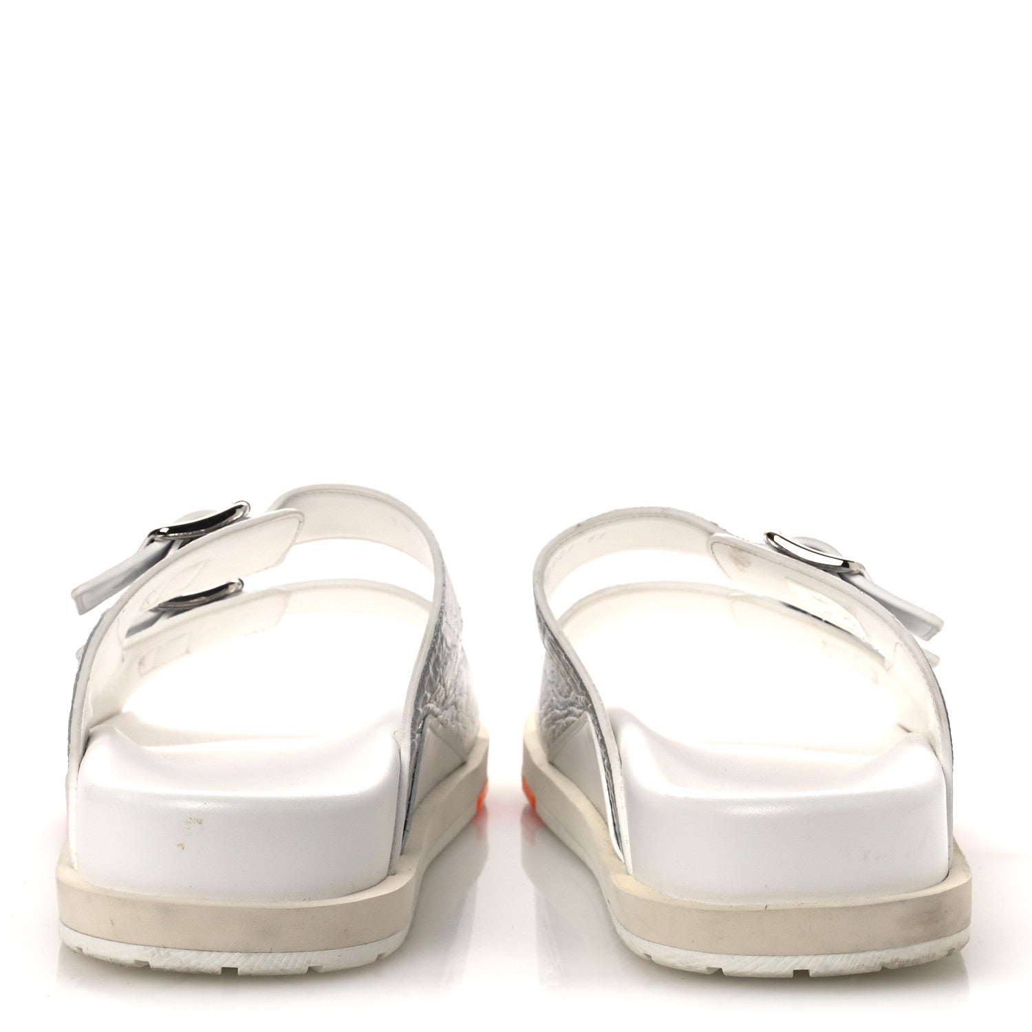 Louis Vuitton Metallic Mix Materials Mens LV Script Trainer Mules 11 Silver Multicolor