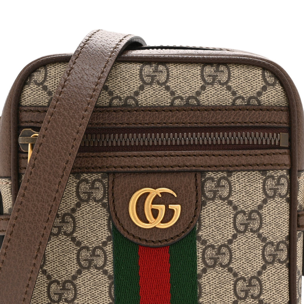 Gucci GG Supreme Monogram Web Mini Ophidia Messenger Brown