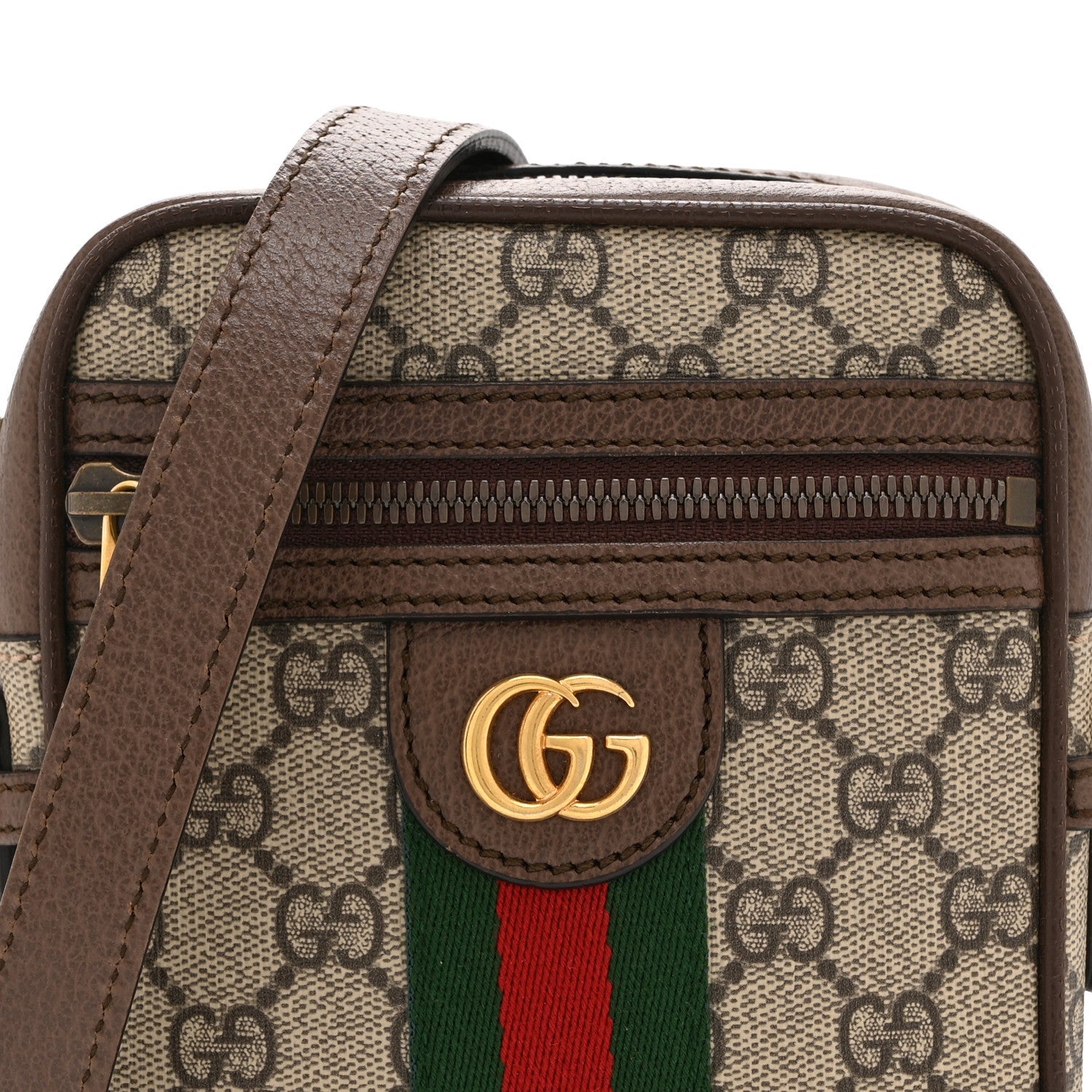 Gucci GG Supreme Monogram Web Mini Ophidia Messenger Brown