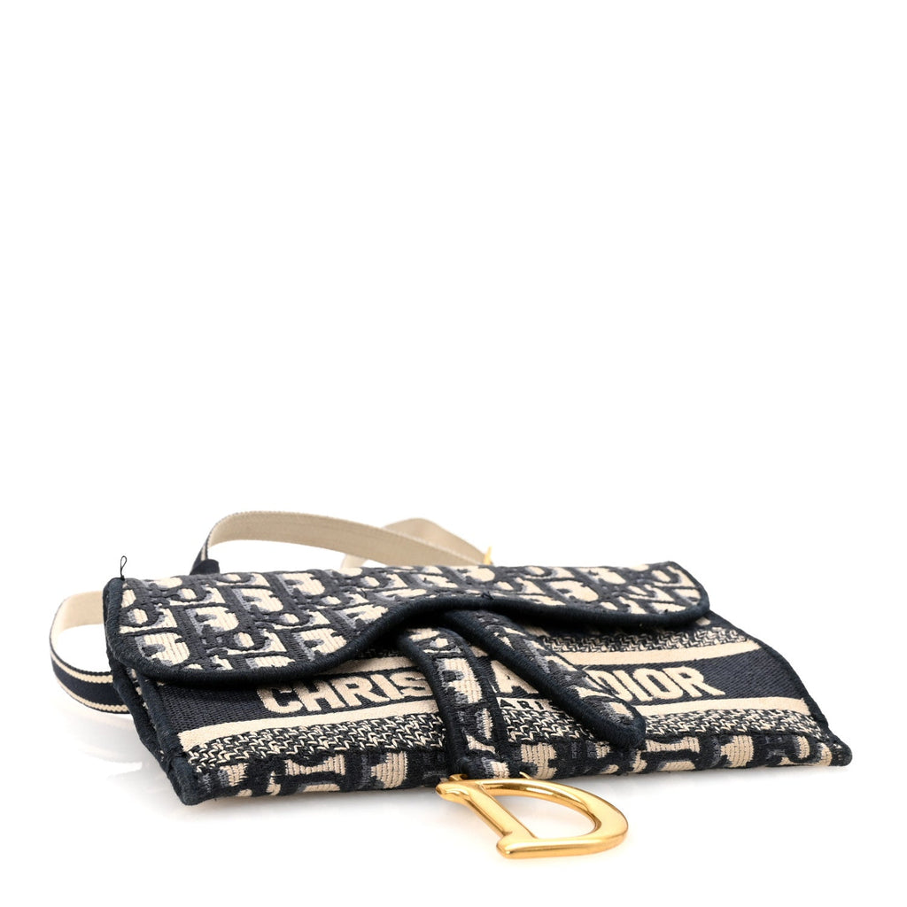 Christian Dior Oblique Slim Saddle Pouch Blue