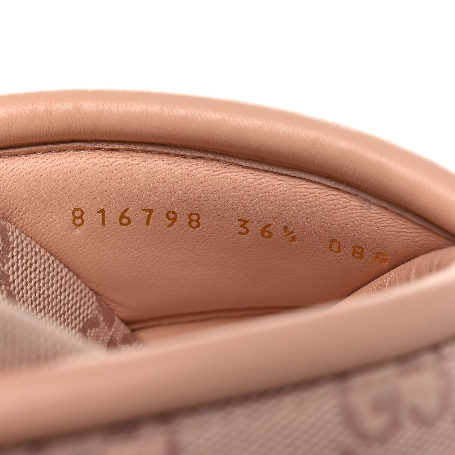 Gucci Monogram GG Calfskin Angelina Platform 55mm Slide Sandals 36.5 Light Pink