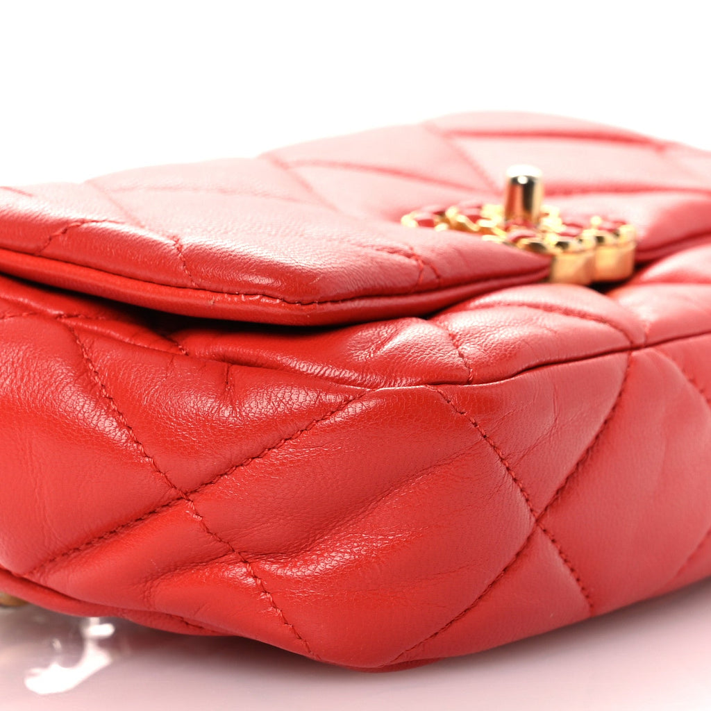 Chanel Lambskin Quilted Chanel 19 Waist Bag Red