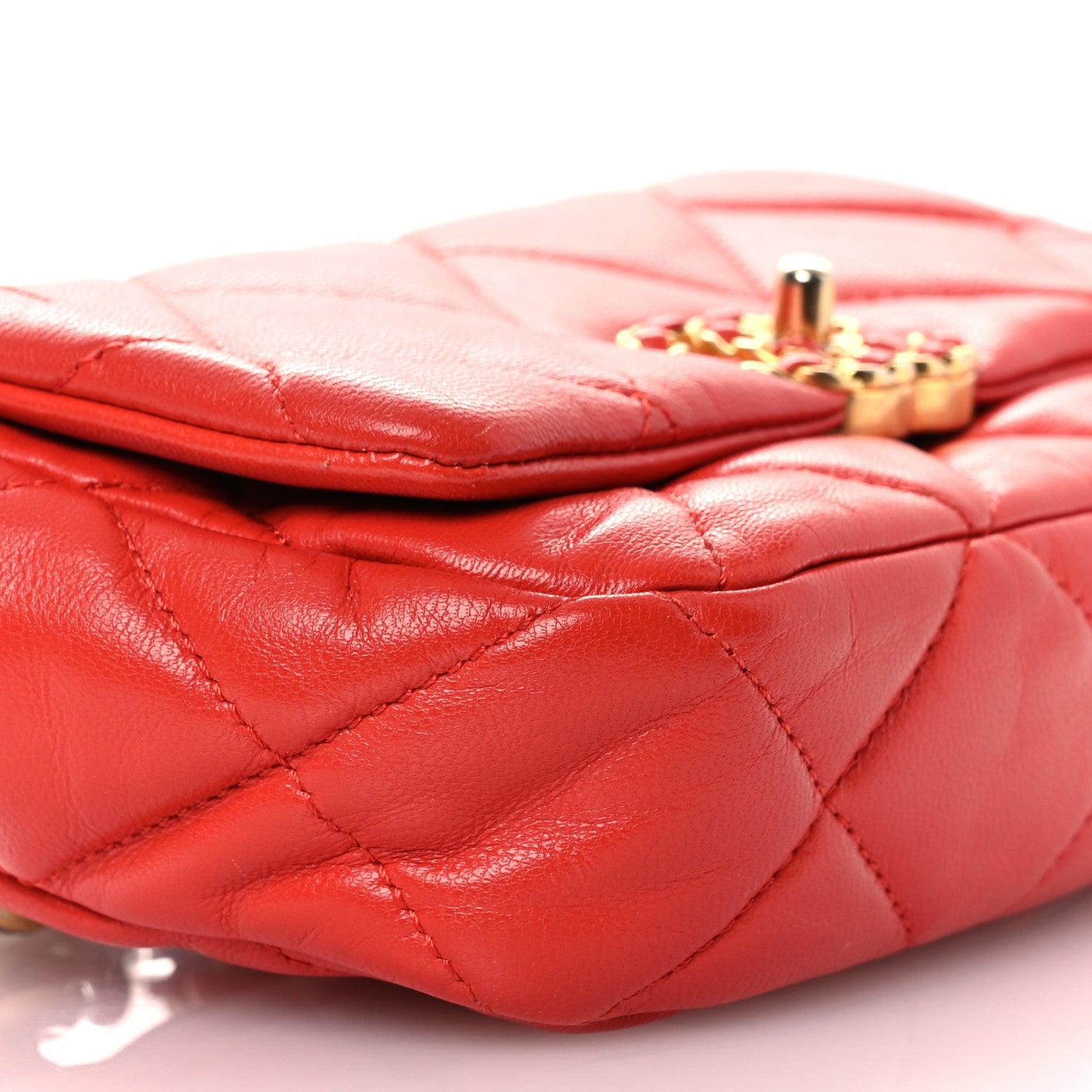 Chanel Lambskin Quilted Chanel 19 Waist Bag Red
