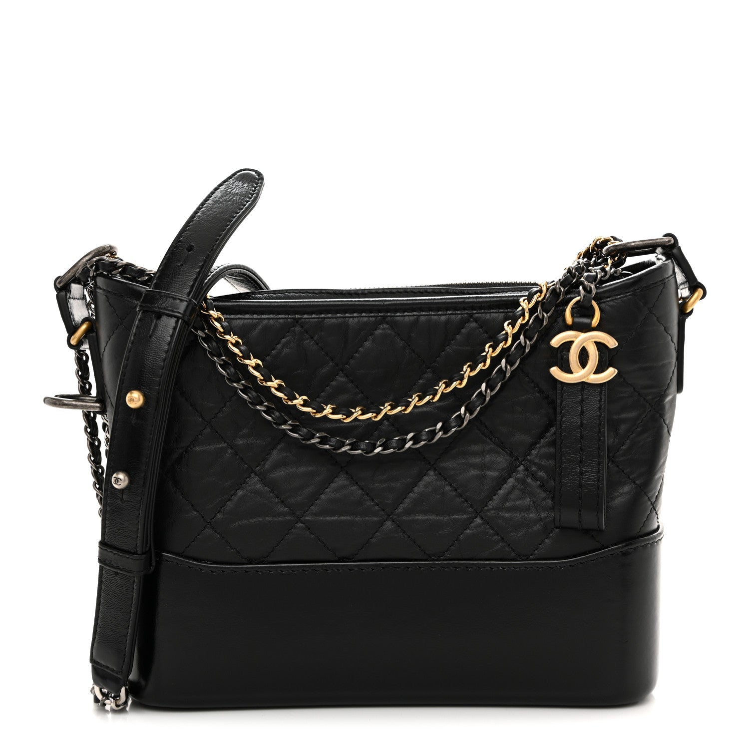 Chanel Aged Calfskin Quilted New Medium Gabrielle Hobo Black