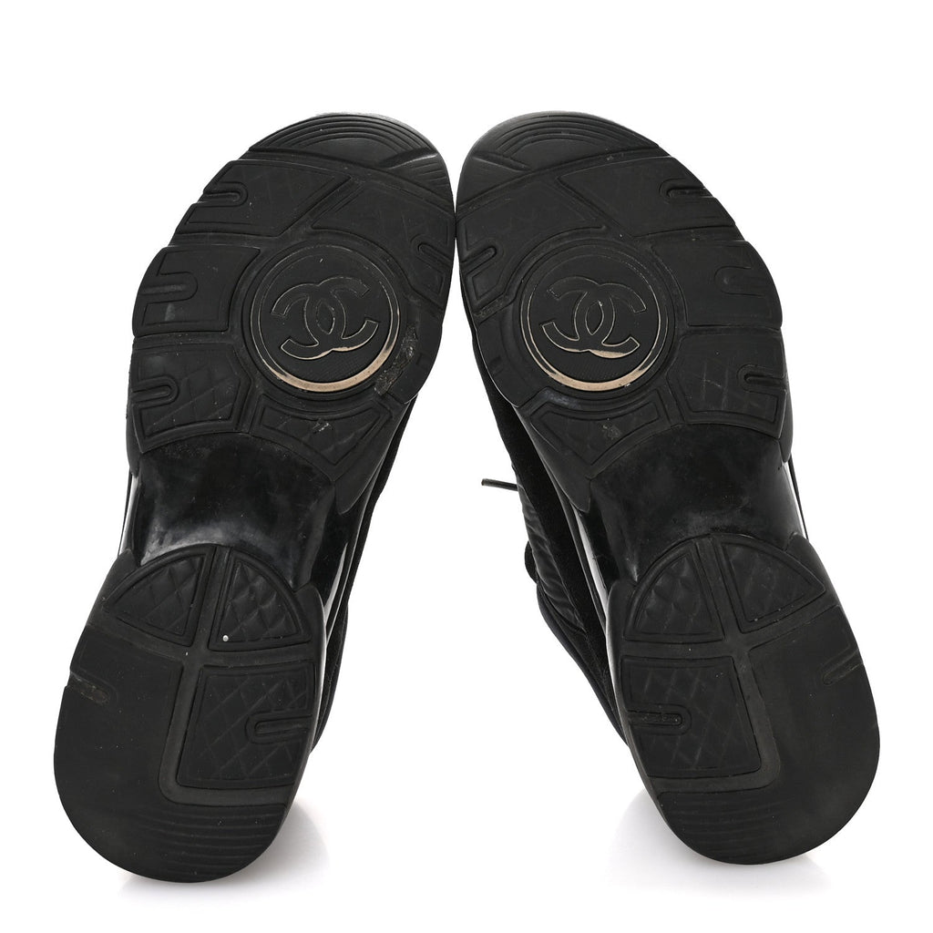Fabric Calfskin Suede CC Sneakers 36.5 Black
