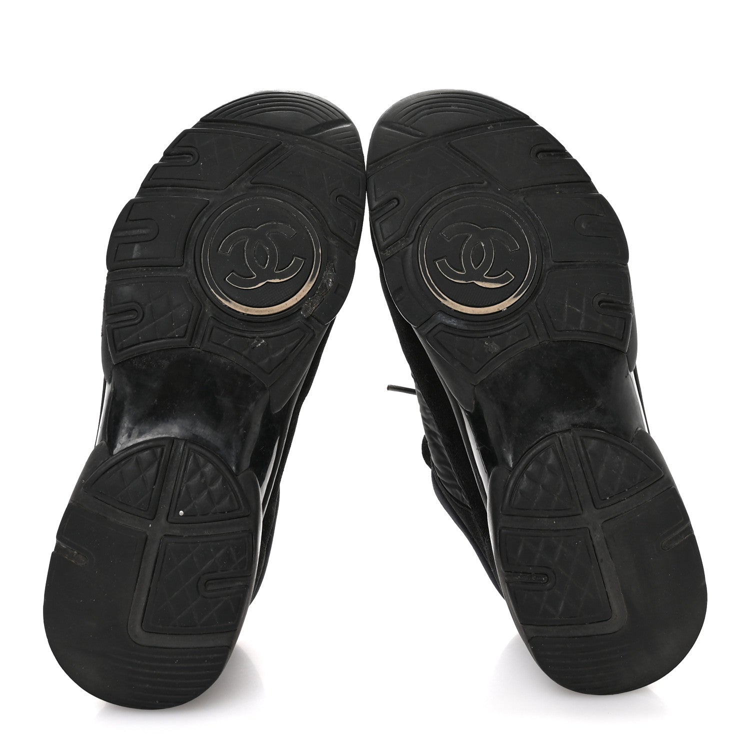 Fabric Calfskin Suede CC Sneakers 36.5 Black