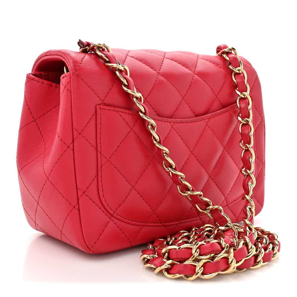Chanel Lambskin Quilted Mini Square Flap Dark Pink