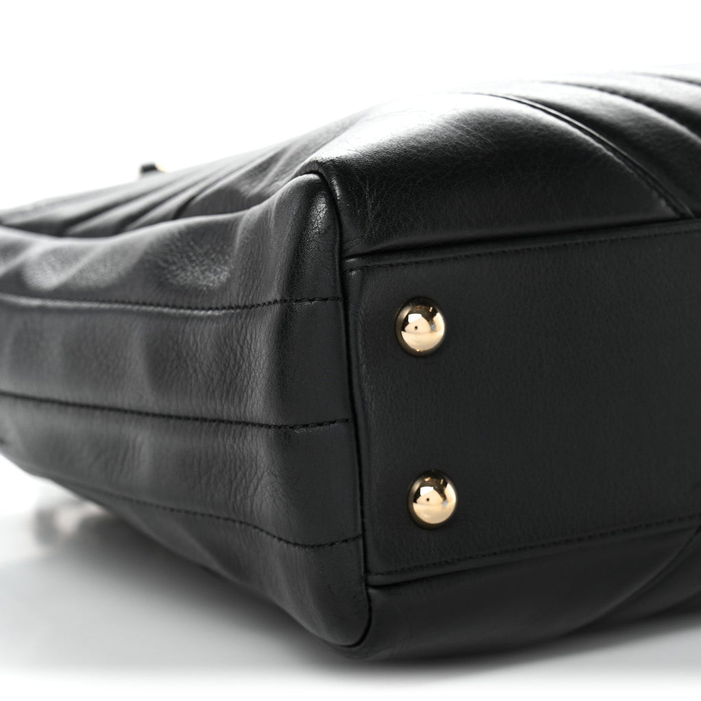 Chanel Calfskin Chevron Quilted Statement Shopping Tote Black