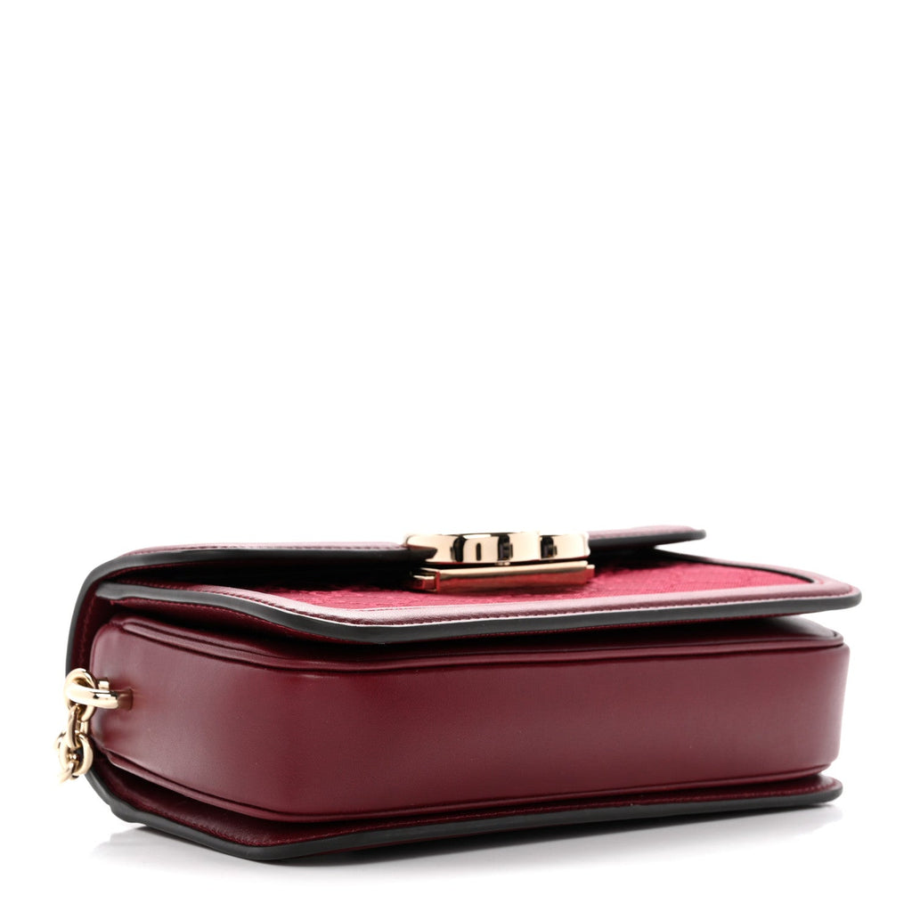 Gucci Crepe Wool Silk GG Monogram Go Small Shoulder Bag Rosso Ancora