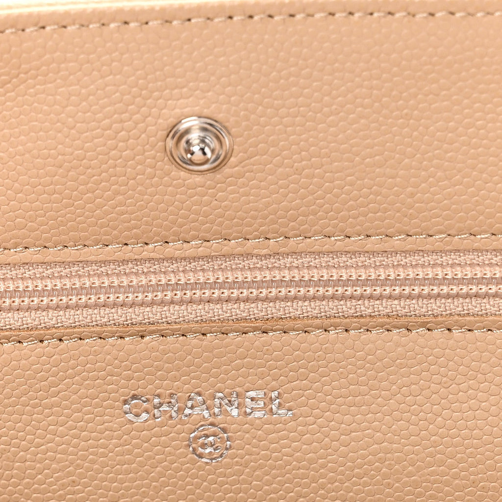 Chanel Caviar Quilted Wallet on Chain WOC Beige