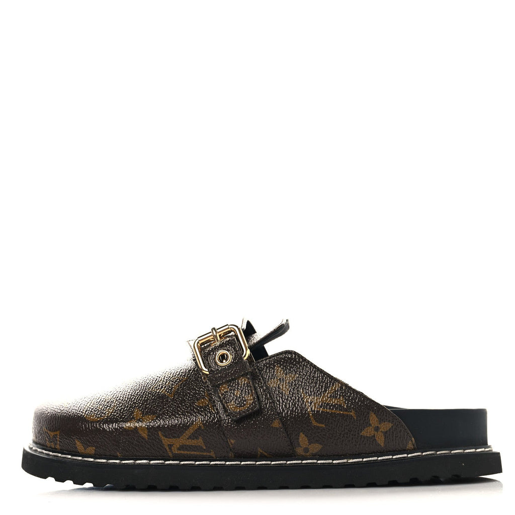 Louis Vuitton Patent Monogram Womens Cosy Flat Comfort Clog Mules 39 Brown