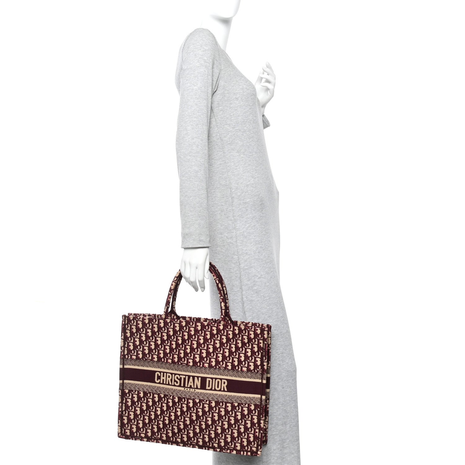 Christian Dior Oblique Large Book Tote Burgundy Multicolor