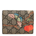 Gucci GG Supreme Monogram Tian Card Case Beige Multicolor Red