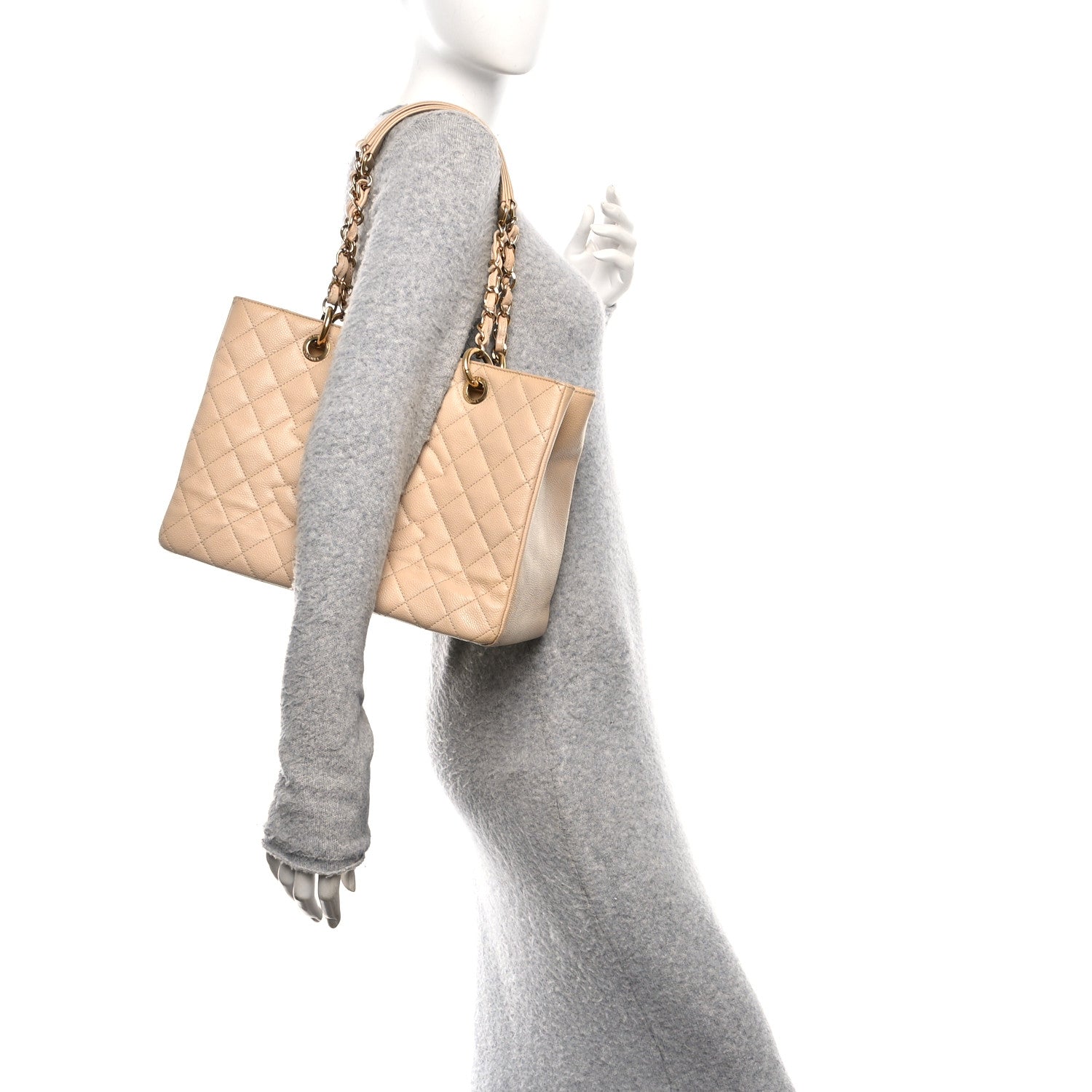 Chanel Caviar Quilted Grand Shopping Tote GST Beige