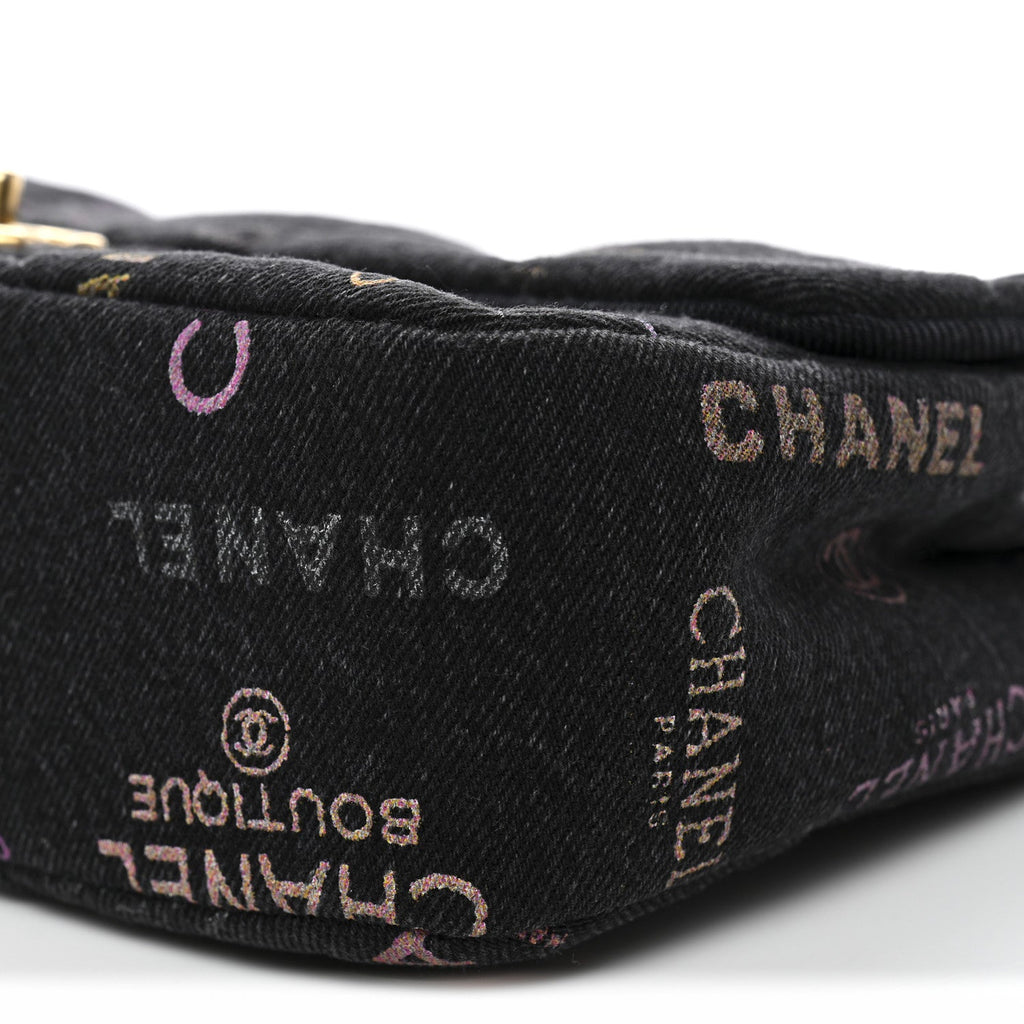 Chanel Denim Quilted Denim Mood Large Flap Black Multicolor