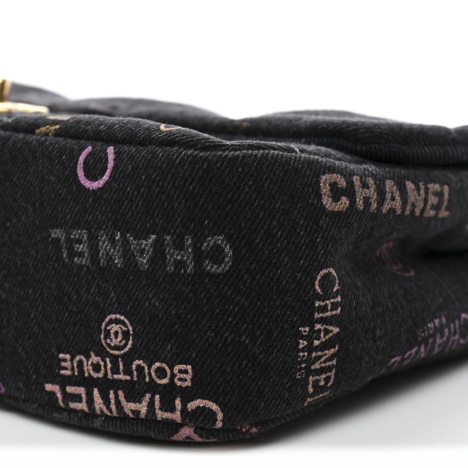 Chanel Denim Quilted Denim Mood Large Flap Black Multicolor
