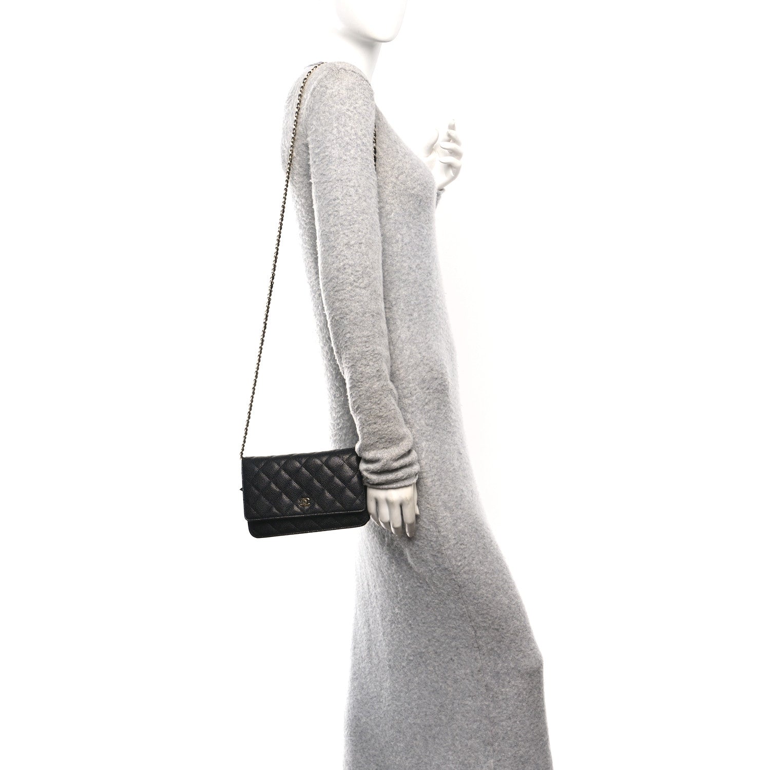 Chanel Caviar Quilted Wallet on Chain WOC Black