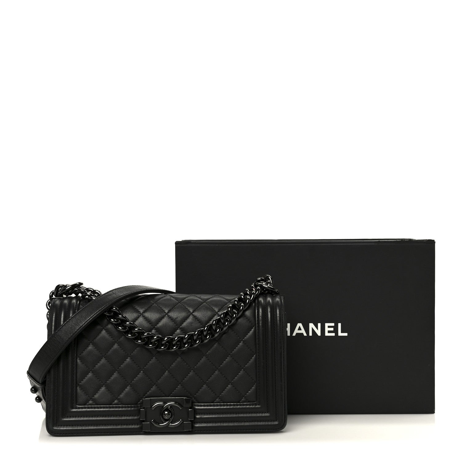 Chanel Calfskin Quilted Medium Boy Flap So Black
