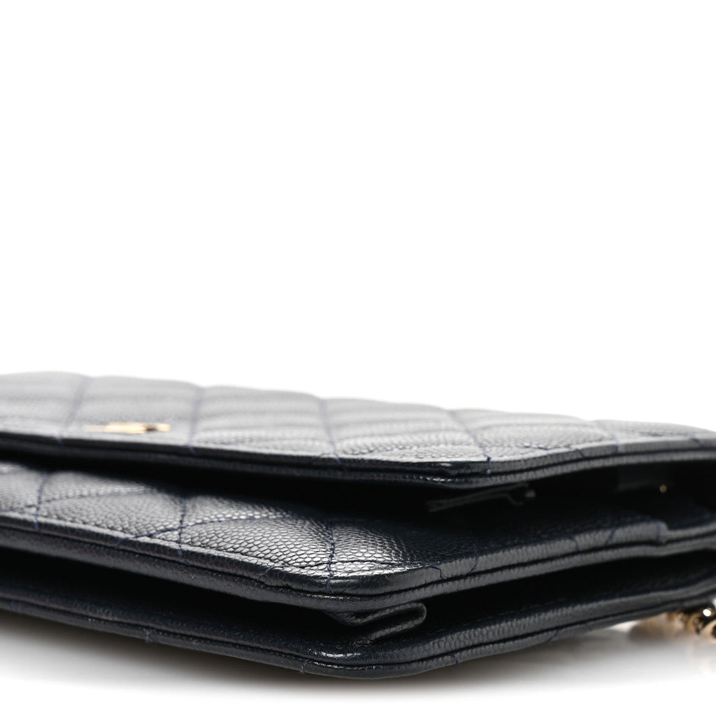 Chanel Caviar Quilted Wallet on Chain WOC Navy Blue