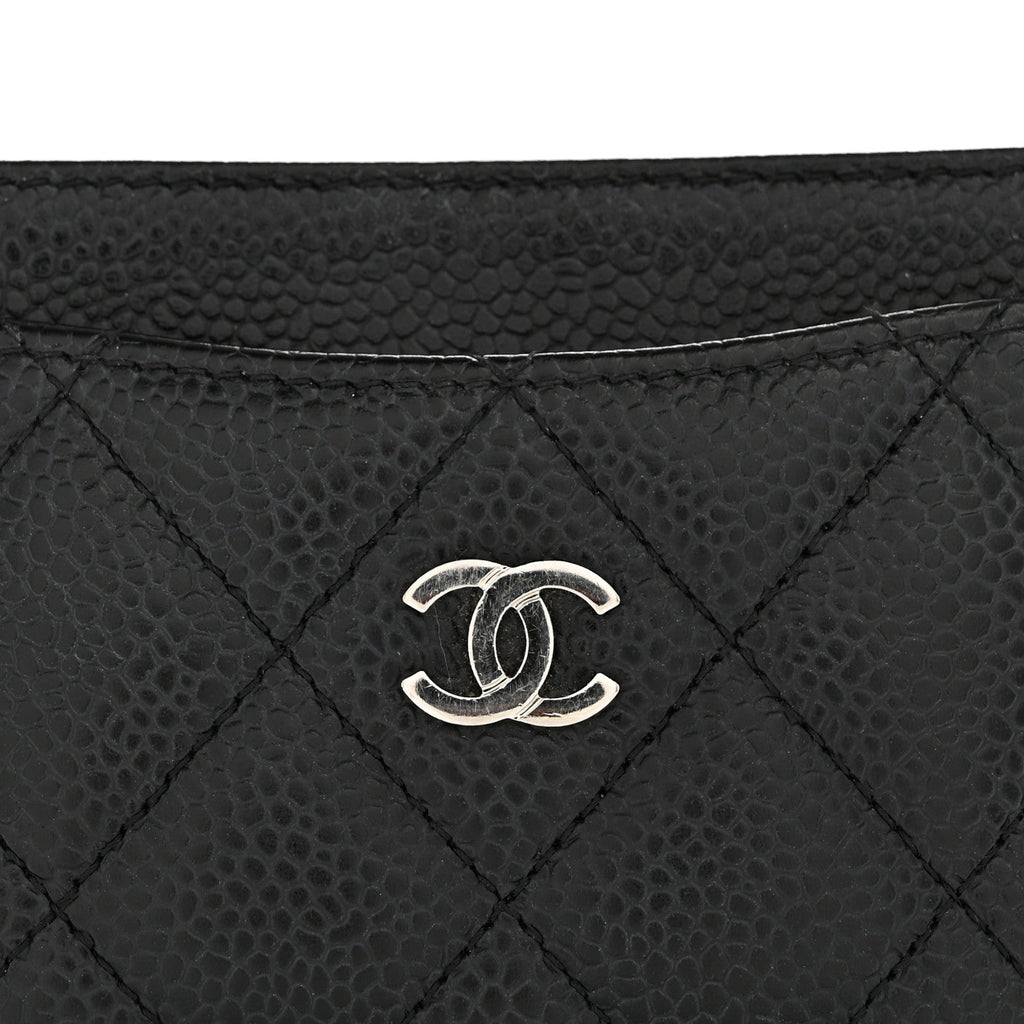 Caviar Quilted Card Holder Black