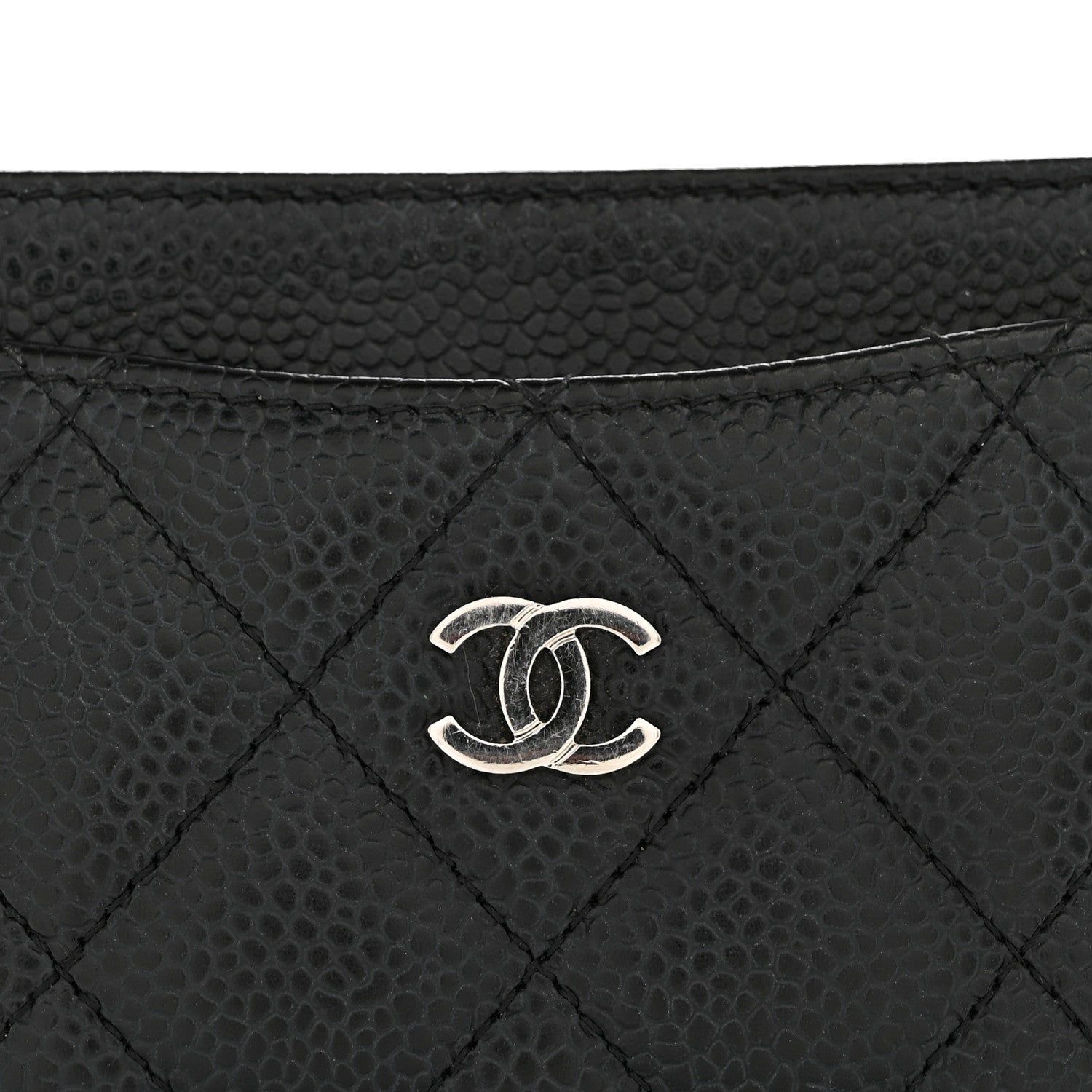 Caviar Quilted Card Holder Black