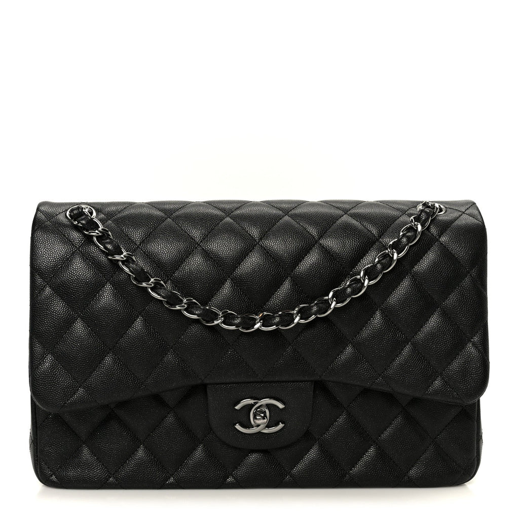 Chanel Iridescent Caviar Quilted Jumbo Double Flap Black