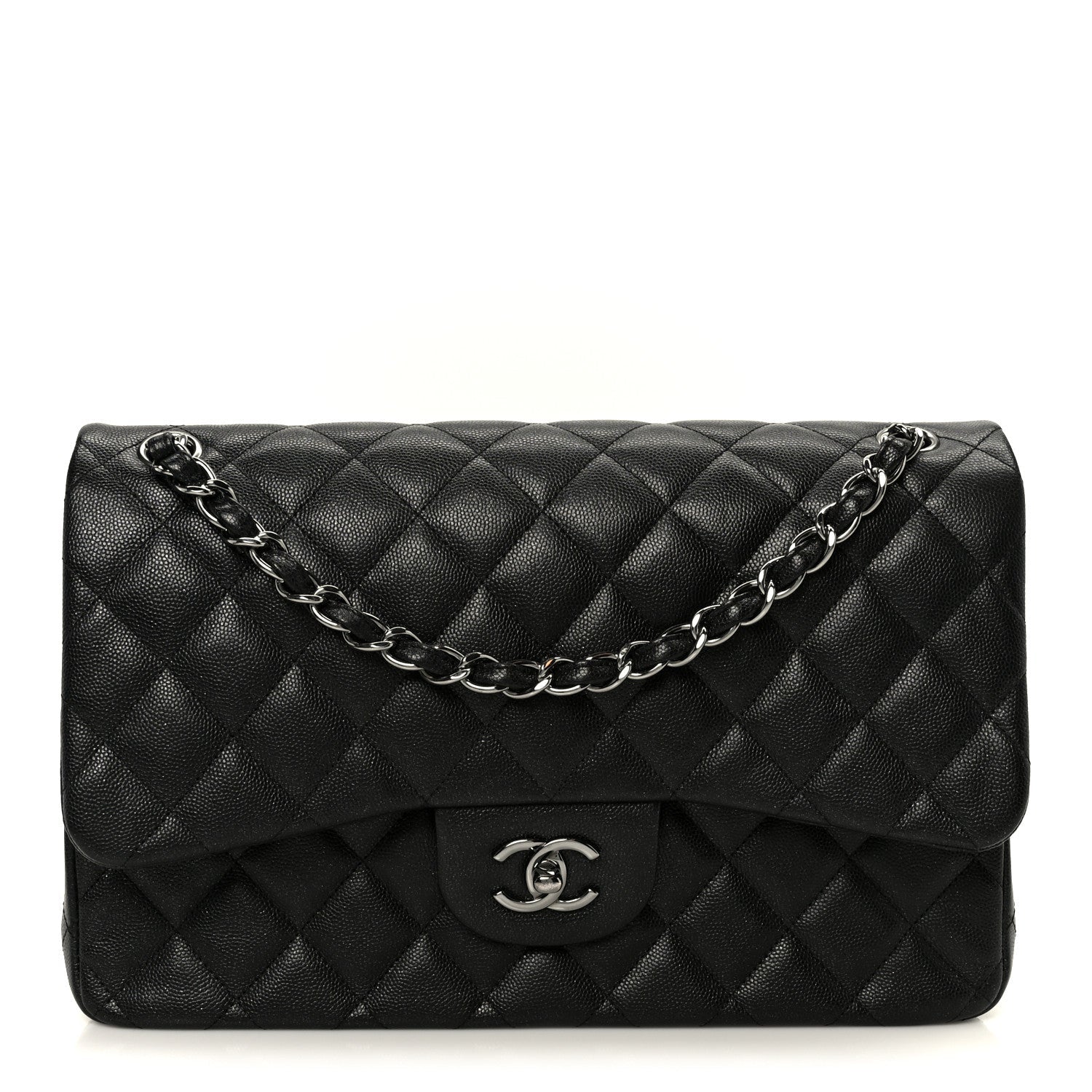 Chanel Iridescent Caviar Quilted Jumbo Double Flap Black