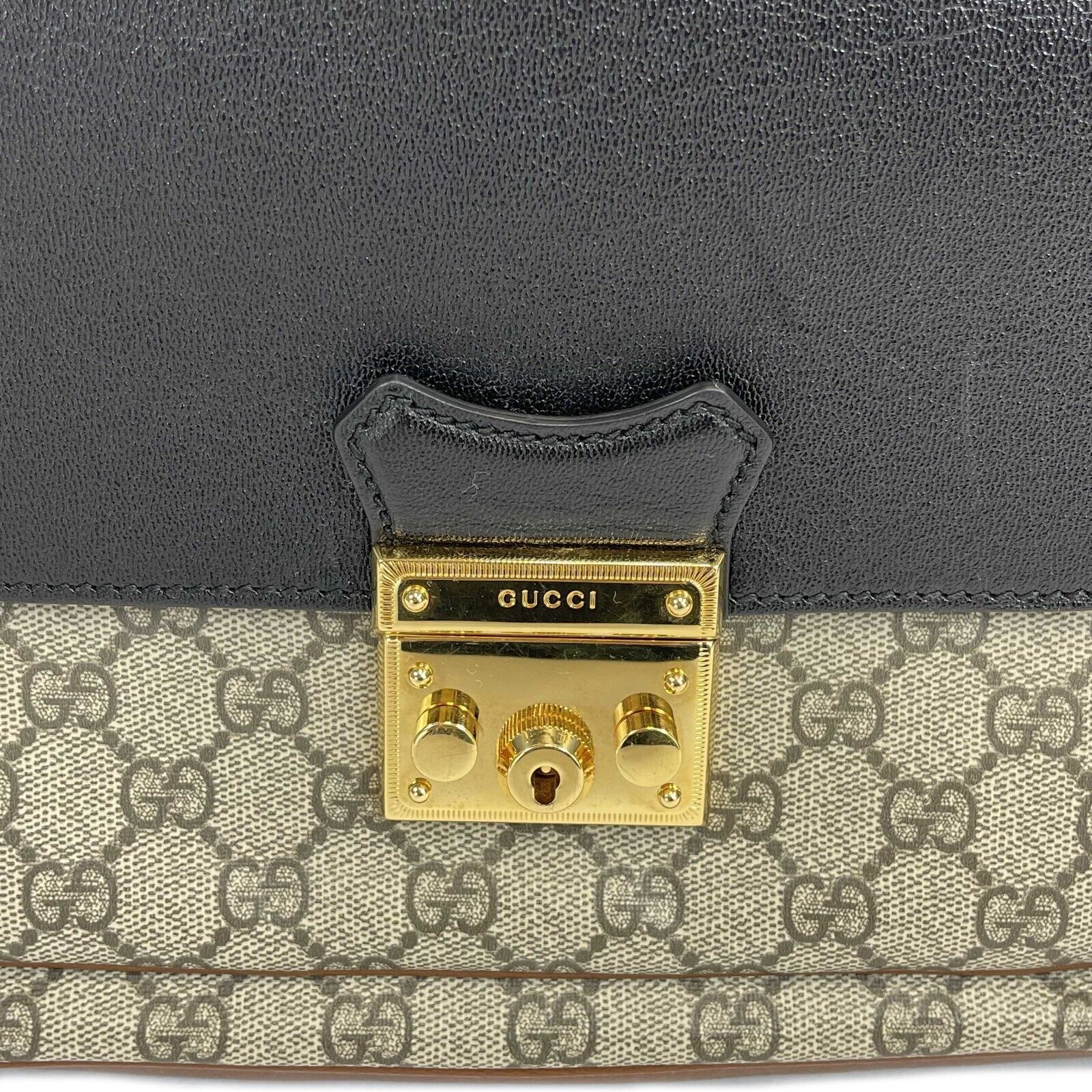GUCCI - Padlock Mini Monogram Brown Top Handle - Crossbody / Shoulder Bag