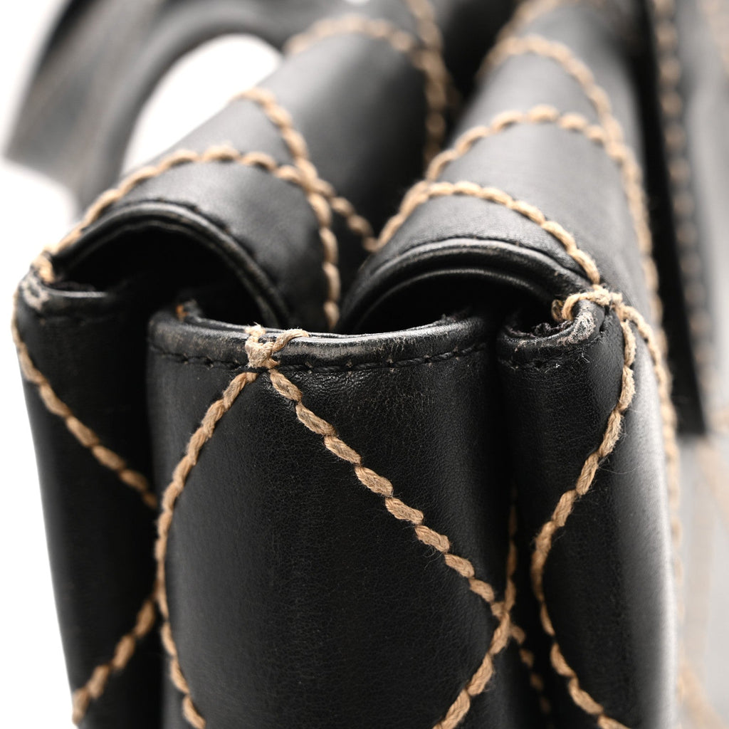 Chanel Calfskin Wild Stitch Large Tote Black