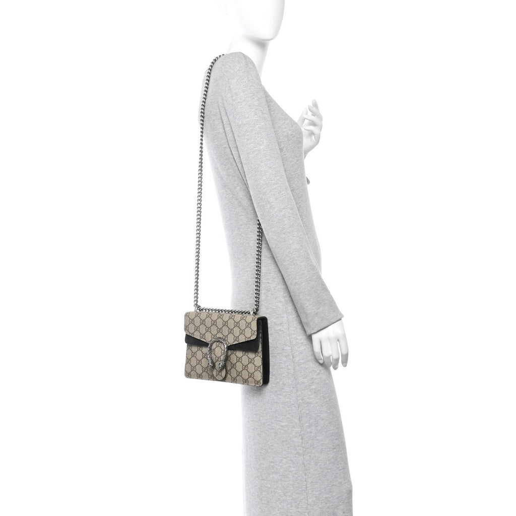 Gucci GG Supreme Monogram Mini Dionysus Shoulder Bag Black