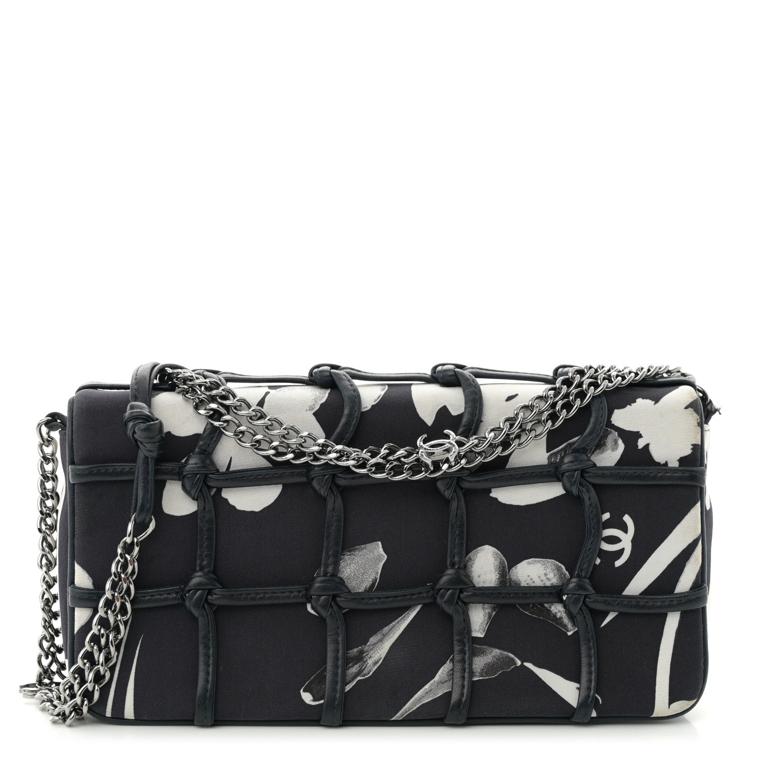 Chanel Silk Lambskin Tahiti Timeless Flap Navy White