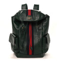 Gucci Grained Calfskin Medium Ophidia Double Buckle Backpack Green