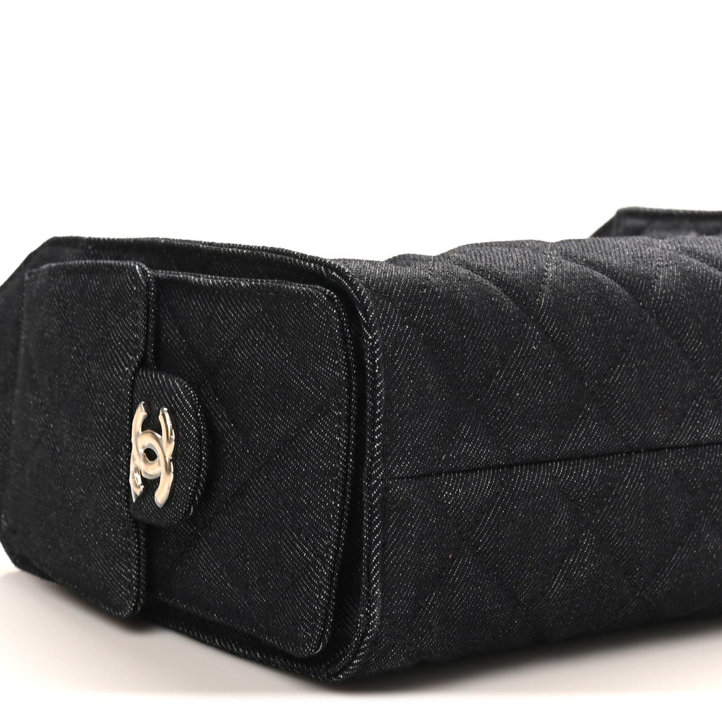 Chanel Denim Quilted Mini Chanel 25 Handbag Dark Blue
