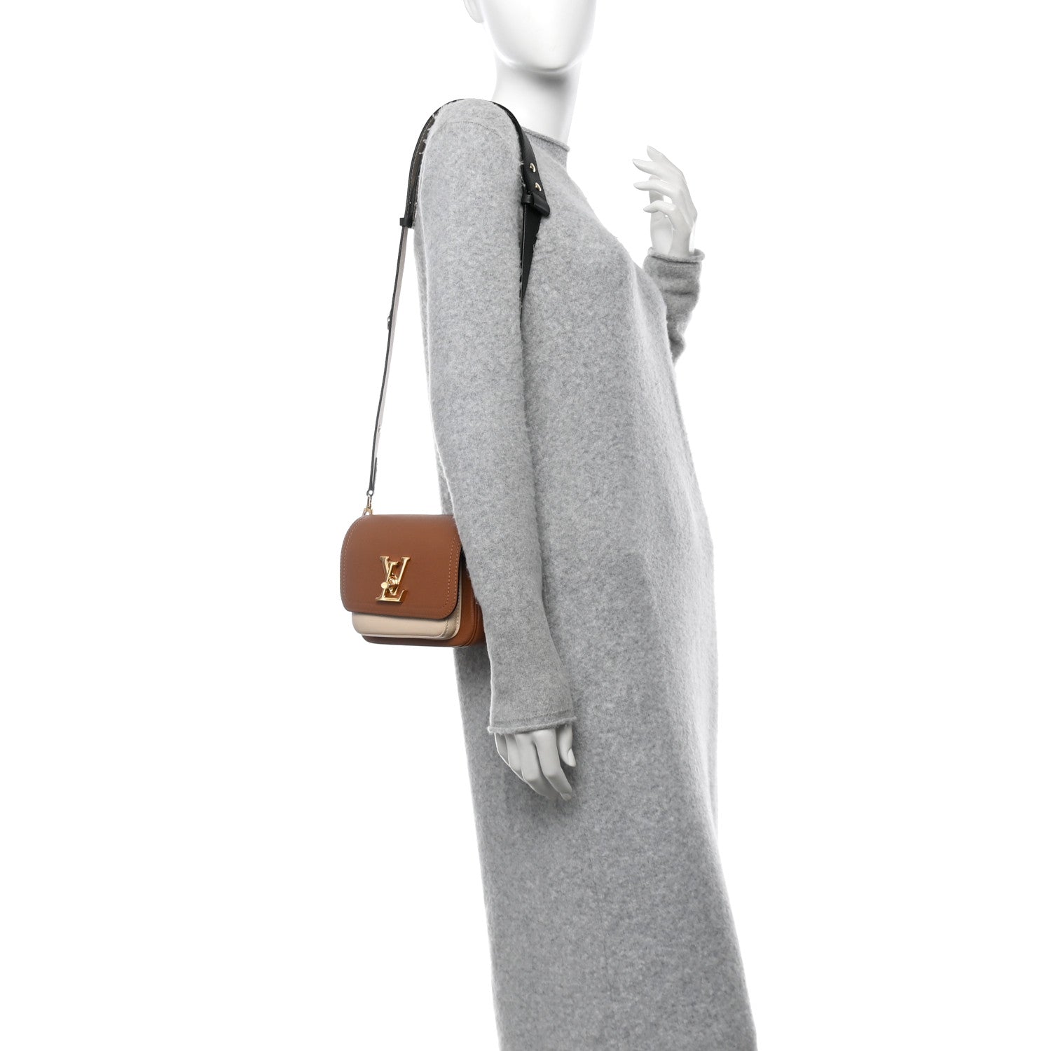 Louis Vuitton Grained Calfskin Lockme Tender Chataigne Brown