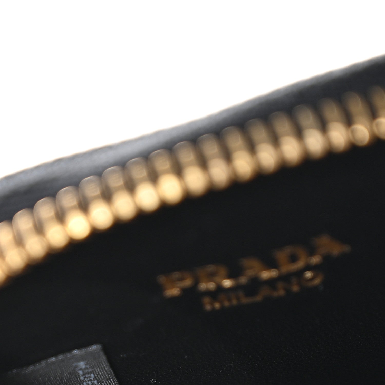 Prada Saffiano Triangle Zip Around Mini Pouch Black